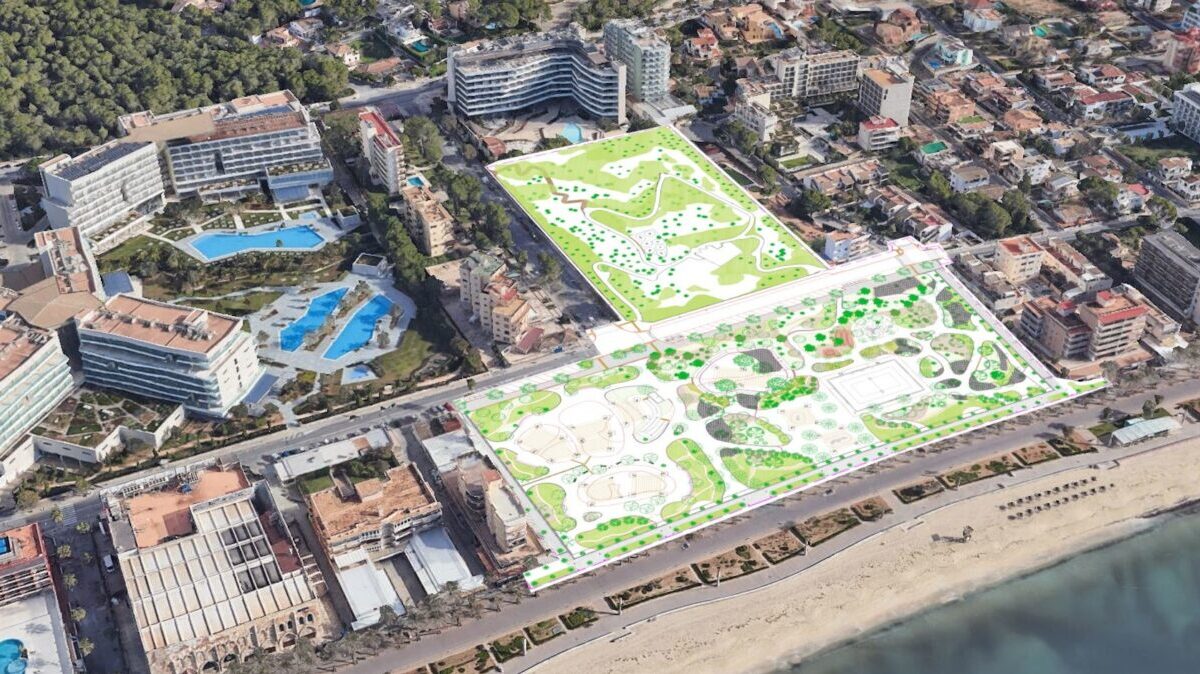 Luz verde a un gran parque de 35.000 m² en Platja de Palma tras la renaturalización del antiguo Dino Golf